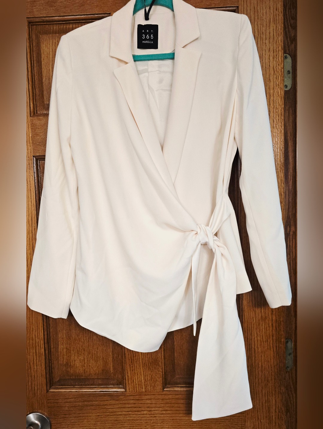 New Marella Silk Cream Assymetric Jacket Tie Wrap Style 12